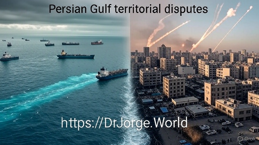 A view of the Persian Gulf skyline reflecting geopolitical uncertainty.